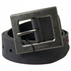 Cintura fibbia quadrata DGFAMLY pelle nera - 100 CM / 40 INCHES