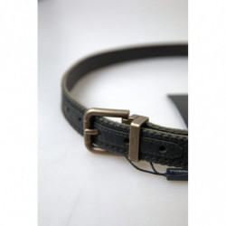Cintura con fibbia dorata traforata in pelle nera - 95 CM / 38 INCHES