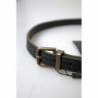 Cintura con fibbia dorata traforata in pelle nera - 95 CM / 38 INCHES