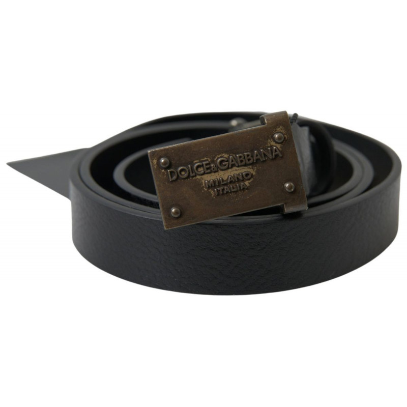 Cintura con fibbia con logo antico in pelle nera - 100 CM / 40 INCHES