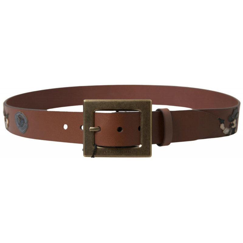 Cintura fibbia quadrata DGFAMLY pelle marrone - 100 CM / 40 INCHES