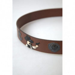 Cintura fibbia quadrata DGFAMLY pelle marrone - 100 CM / 40 INCHES