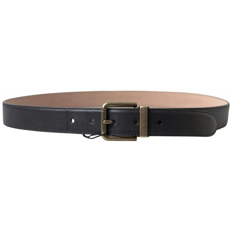 Cintura con fibbia in metallo antico in pelle nera - 95 CM / 38 INCHES
