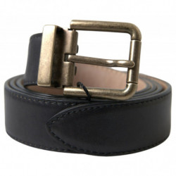 Cintura con fibbia in metallo antico in pelle nera - 95 CM / 38 INCHES