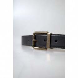 Cintura con fibbia in metallo antico in pelle nera - 95 CM / 38 INCHES