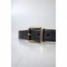 Cintura con fibbia in metallo antico in pelle nera - 95 CM / 38 INCHES