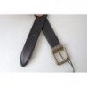 Cintura con fibbia in metallo antico in pelle nera - 95 CM / 38 INCHES