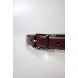 Cintura fibbia metallo argentato pelle bordeaux - 100 CM / 40 INCHES