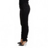 Jeans pantaloni vita bassa denim slim fit cotone lavato nero - W26