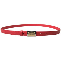 Cintura fibbia metallo inciso oro pelle rossa - 105 CM / 42 INCHES