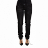 Jeans pantaloni vita bassa denim slim fit cotone lavato nero - W29