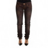 Jeans pantaloni vita bassa denim slim fit cotone lavato marrone - W26