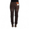 Jeans pantaloni vita bassa denim slim fit cotone lavato marrone - W26