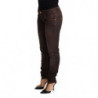 Jeans pantaloni vita bassa denim slim fit cotone lavato marrone - W26