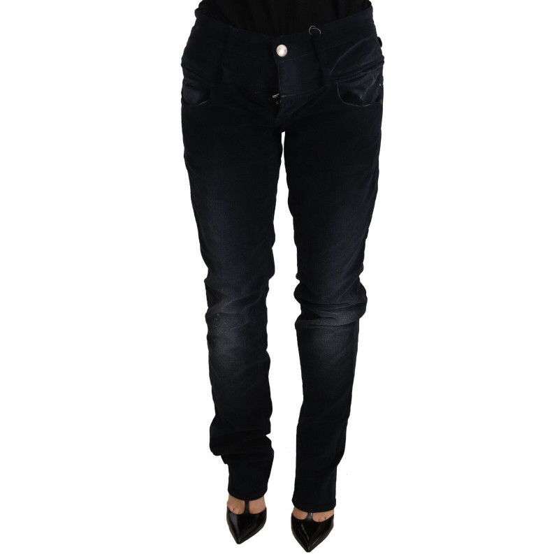 Jeans larghi a vita bassa in denim di cotone lavato blu - W26