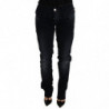 Jeans larghi a vita bassa in denim di cotone lavato blu - W26