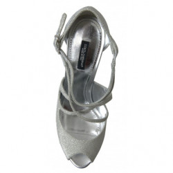 Sandali con brillantini argento, décolleté con tacco - EU38/US7.5