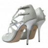 Sandali con brillantini argento, décolleté con tacco - EU38/US7.5