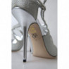 Sandali con brillantini argento, décolleté con tacco - EU39/US8.5