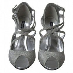 Sandali con brillantini argento, décolleté con tacco - EU39/US8.5
