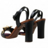 Scarpe sandali perle floreali rilievo lucertola nera - EU38/US7.5