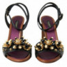 Scarpe sandali perle floreali rilievo lucertola nera - EU38/US7.5