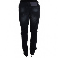 Jeans larghi a vita bassa in denim di cotone lavato blu - W26