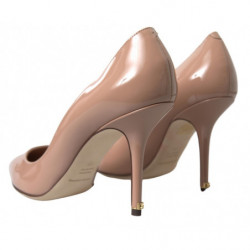 Scarpe con tacco in vernice con décolleté in pelle beige - EU38/US7.5