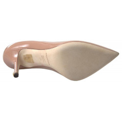 Scarpe con tacco in vernice con décolleté in pelle beige - EU38/US7.5
