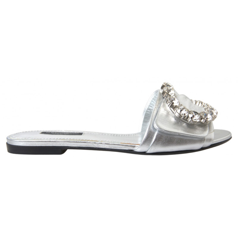 Scarpe basse diapositive impreziosite da cristalli argento - EU36.5