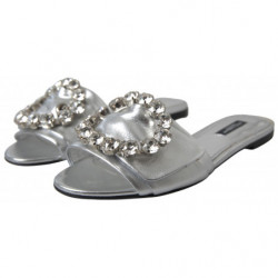 Scarpe basse diapositive impreziosite da cristalli argento - EU36.5