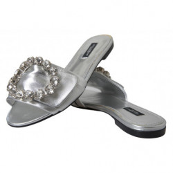 Scarpe basse diapositive impreziosite da cristalli argento - EU36.5