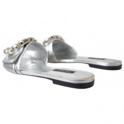 Scarpe basse diapositive impreziosite da cristalli argento - EU36.5