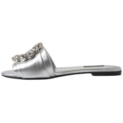 Scarpe basse diapositive impreziosite da cristalli argento - EU36.5