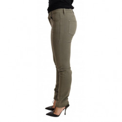 Jeans in cotone con pantaloni slim skinny a vita bassa verde - W26