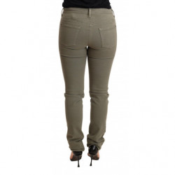 Jeans in cotone con pantaloni slim skinny a vita bassa verde - W26