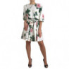 Abito a trapezio in seta stretch con stampa rose bianche - IT44 - L