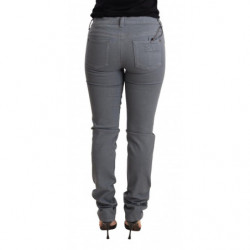 Jeans in cotone con pantaloni slim skinny a vita bassa grigi - W32