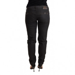 Jeans in cotone con pantaloni slim skinny a vita bassa neri - W26