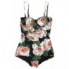 Costume da bagno nero Costume da bagno floreale intero un pezzo - I
