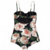 Costume da bagno nero Costume da bagno floreale intero un pezzo - I