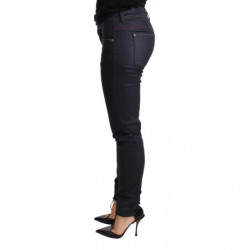 Jeans in cotone con pantaloni slim skinny a vita bassa blu - W26