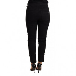 Jeans in cotone con pantaloni slim skinny a vita bassa neri - W26
