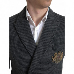 Blazer doppiopetto con ricamo logo grigio - IT48 - M