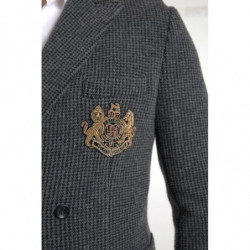 Blazer doppiopetto con ricamo logo grigio - IT48 - M