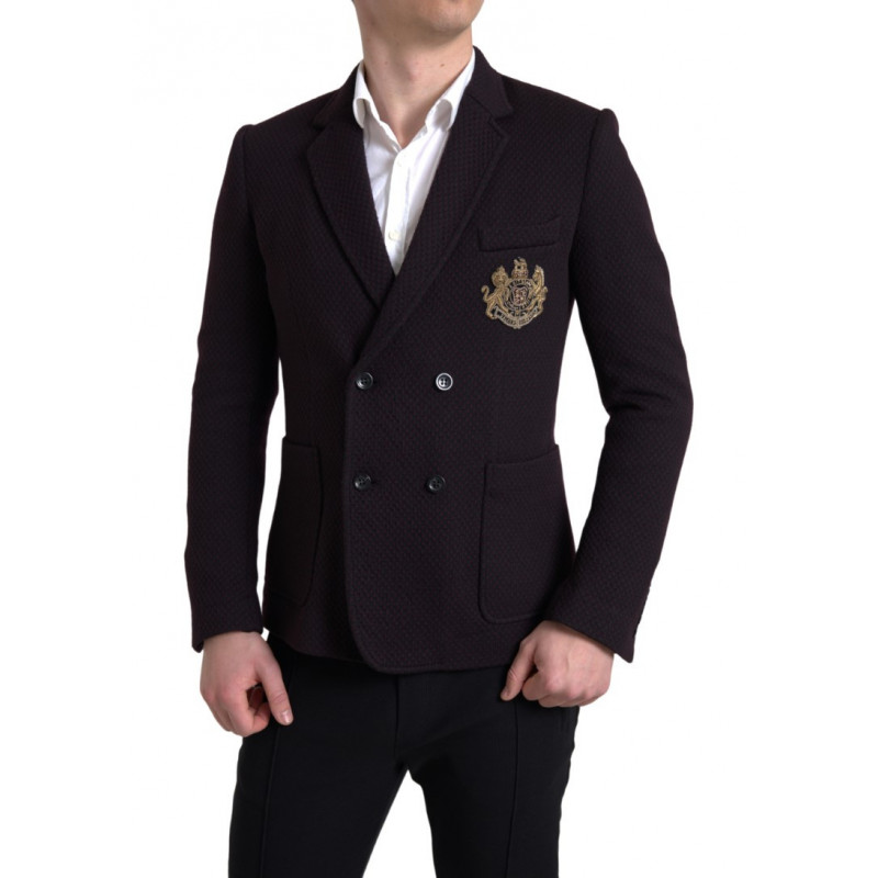 Blazer doppiopetto con ricamo logo viola - IT48 - M