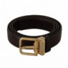 Cintura fibbia metallo dorato pelle marrone - 95 CM / 38 INCHES