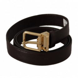 Cintura fibbia metallo dorato pelle marrone - 95 CM / 38 INCHES