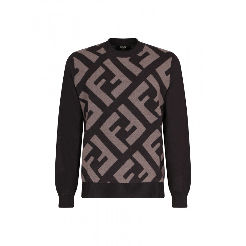 Maglione con dettagli logo in lana marrone - IT50 - L