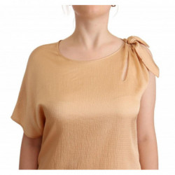 Abito a trapezio beige con una manica al ginocchio - IT44-L